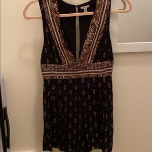 Black printed short romper